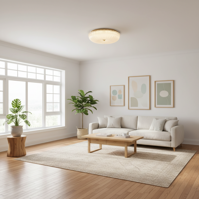 Caladri French Round Ripple LED Glass Ceiling Light