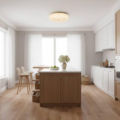 Caladri French Round Ripple LED Glass Ceiling Light