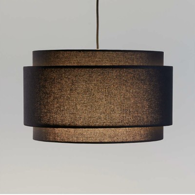 Virelai Modern Linen Double Drum Pendant Light