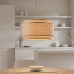 Virelai Modern Linen Double Drum Pendant Light