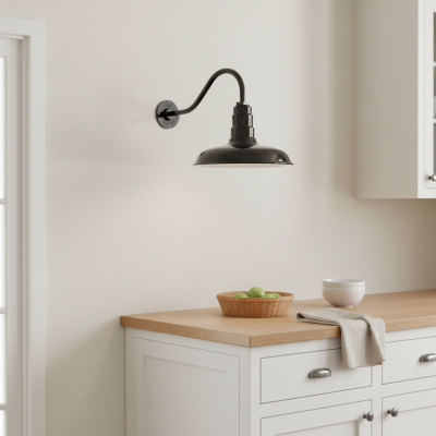 Elarion Industrial Gooseneck Exterior Wall Light