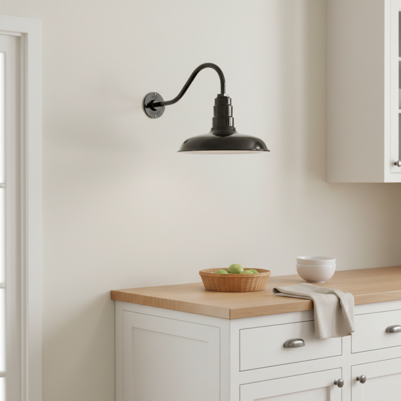 Elarion Industrial Gooseneck Exterior Wall Light