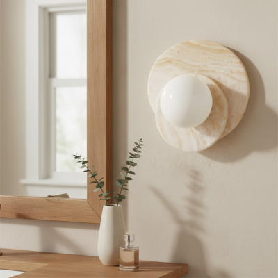 Persevyx Modern Marble Round Wall Sconces