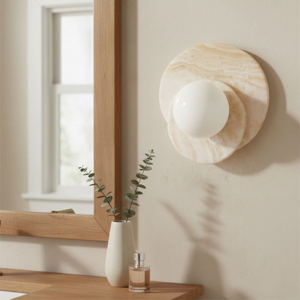 Persevyx Modern Marble Round Wall Sconces