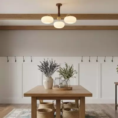 Obsidian Modern Bubble Brass Glass Persimmon Chandelier