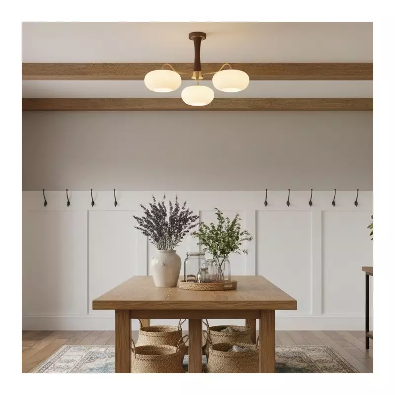 Obsidian Modern Bubble Brass Glass Persimmon Chandelier