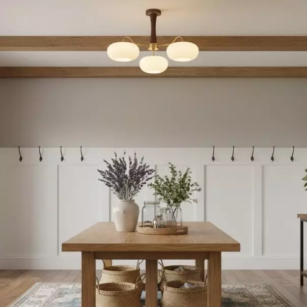 Obsidian Modern Bubble Brass Glass Persimmon Chandelier