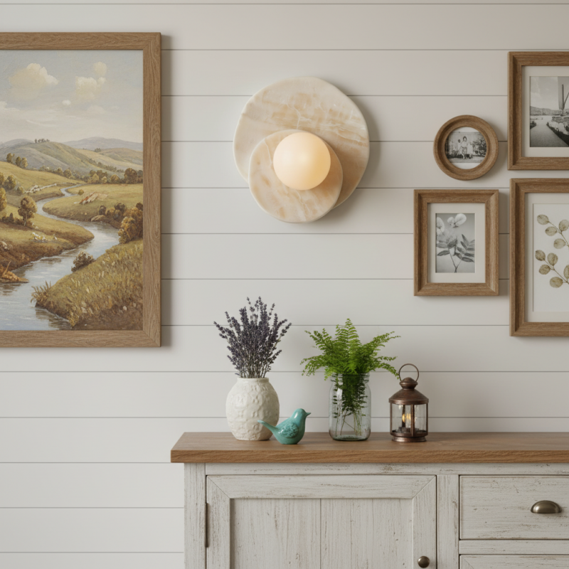 Persevyx Modern Marble Round Wall Sconces