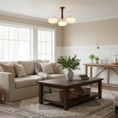 Obsidian Modern Bubble Brass Glass Persimmon Chandelier