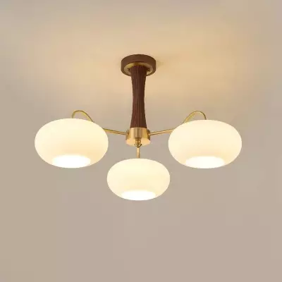 Obsidian Modern Bubble Brass Glass Persimmon Chandelier