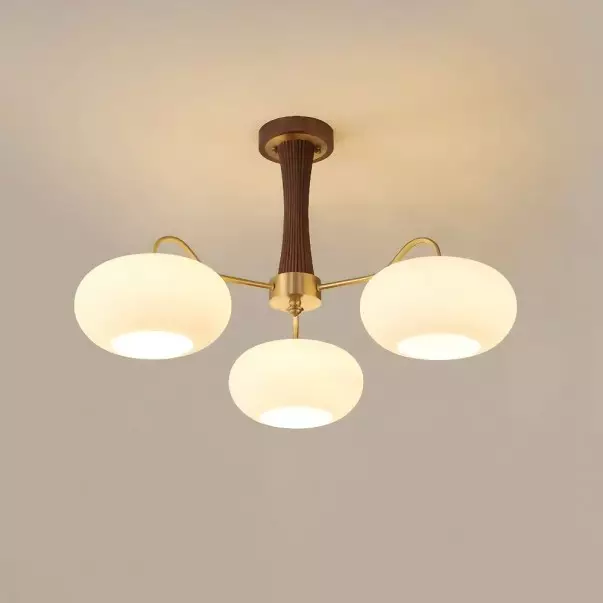 Obsidian Modern Bubble Brass Glass Persimmon Chandelier