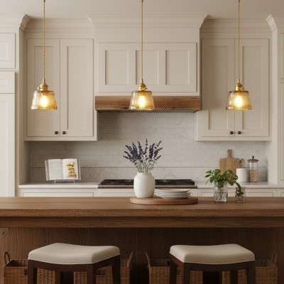 Seraphel Vintage 1-Light Glass Brass Pendant Light