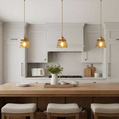 Seraphel Vintage 1-Light Glass Brass Pendant Light