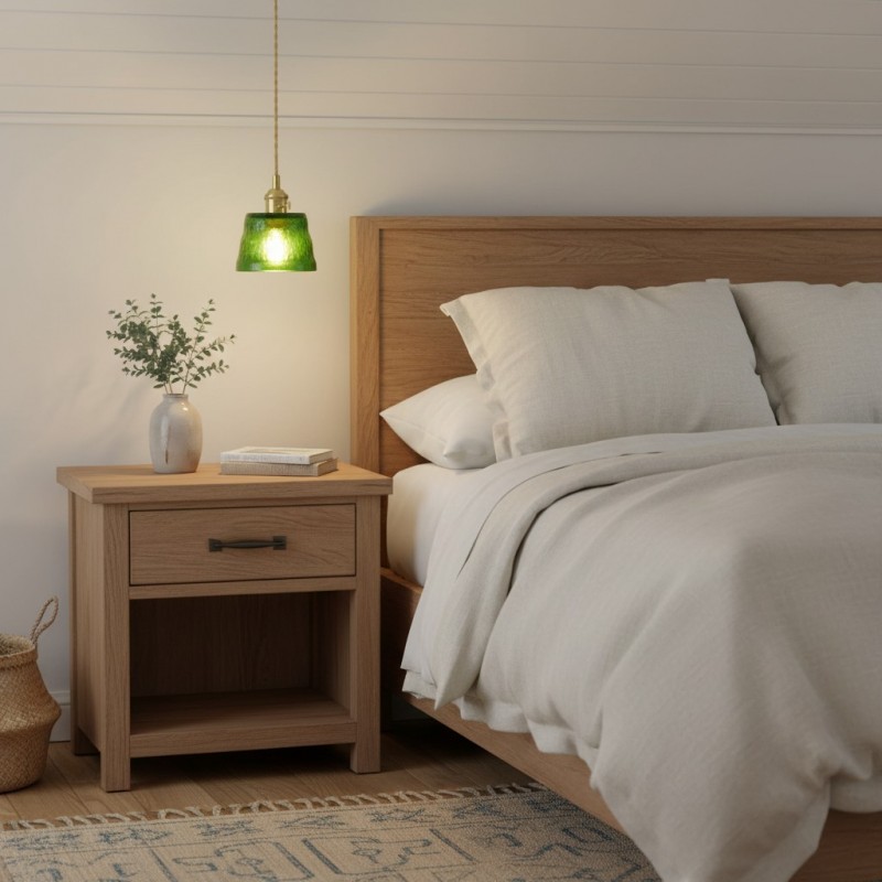 Seraphel Vintage 1-Light Glass Brass Pendant Light