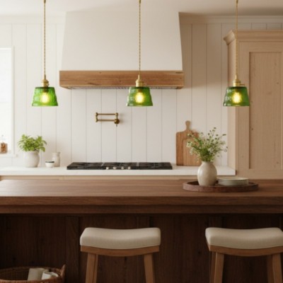 Seraphel Vintage 1-Light Glass Brass Pendant Light