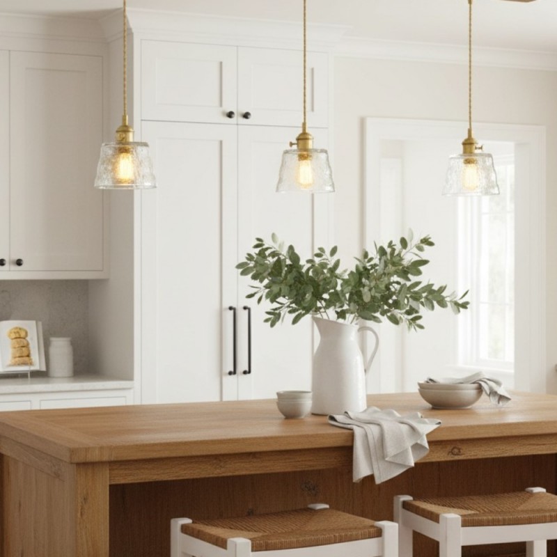 Seraphel Vintage 1-Light Glass Brass Pendant Light