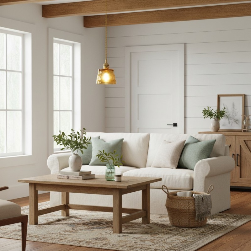 Seraphel Vintage 1-Light Glass Brass Pendant Light