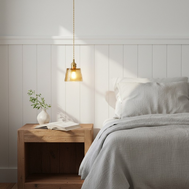 Seraphel Vintage 1-Light Glass Brass Pendant Light