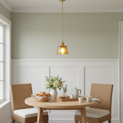 Seraphel Vintage 1-Light Glass Brass Pendant Light