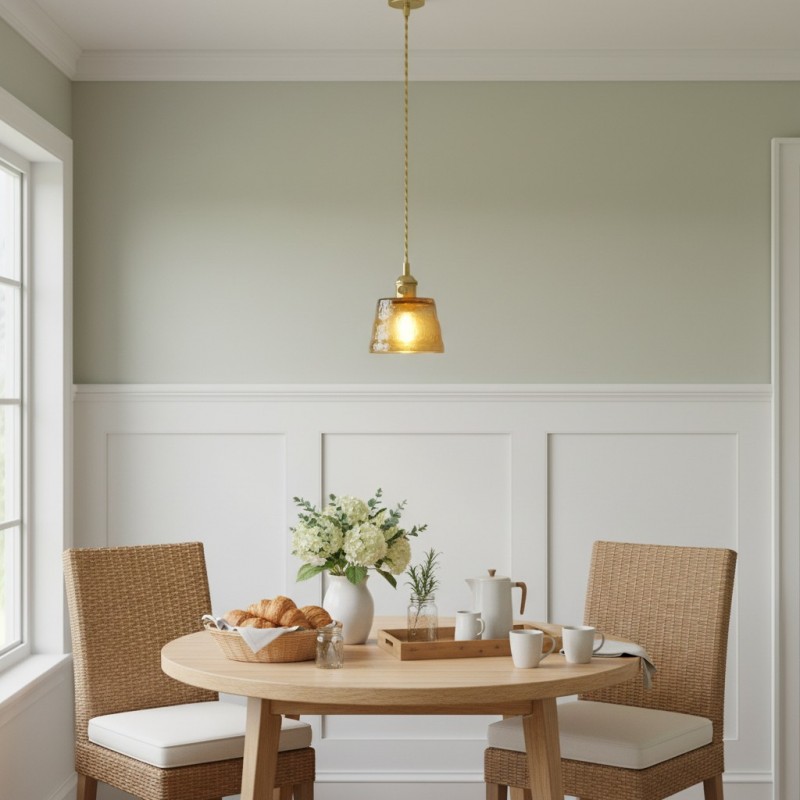 Seraphel Vintage 1-Light Glass Brass Pendant Light