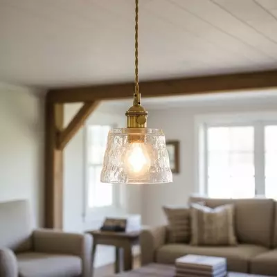 Seraphel Vintage 1-Light Glass Brass Pendant Light