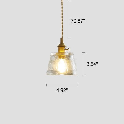 Seraphel Vintage 1-Light Glass Brass Pendant Light