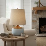 Velmira Mid-Century textile lamp shade Ceramic Table Light