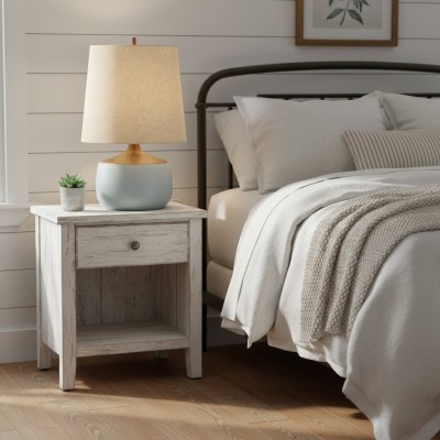 Velmira Mid-Century textile lamp shade Ceramic Table Light