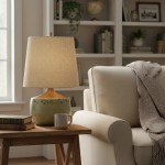 Velmira Mid-Century textile lamp shade Ceramic Table Light