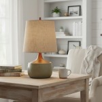 Velmira Mid-Century textile lamp shade Ceramic Table Light