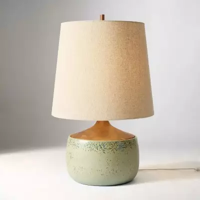 Velmira Mid-Century textile lamp shade Ceramic Table Light