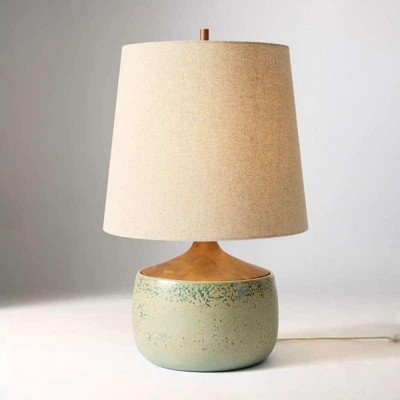 Velmira Mid-Century textile lamp shade Ceramic Table Light