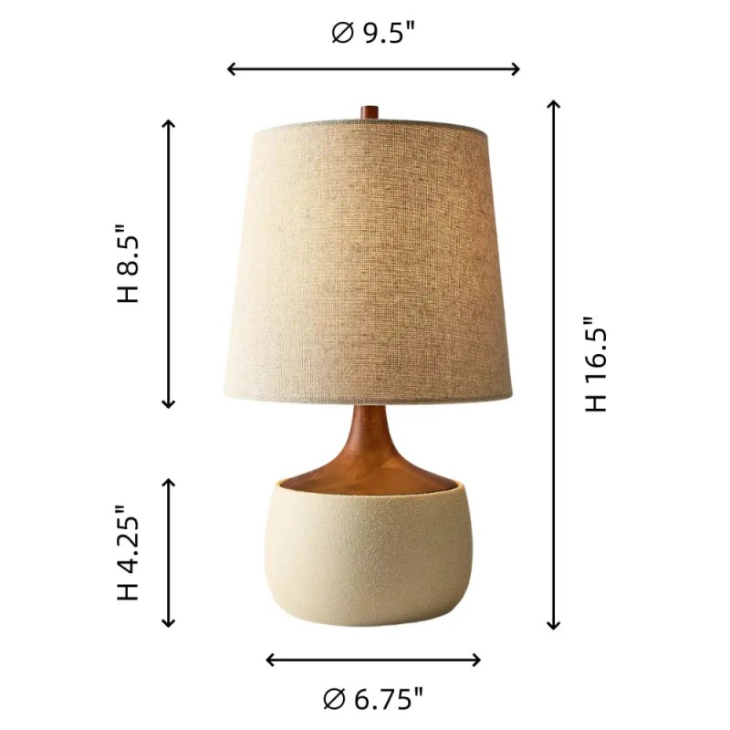 Velmira Mid-Century textile lamp shade Ceramic Table Light