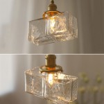 Faelthorin Farmhouse Brass Hammered Square Glass Pendant Lamp