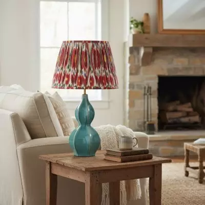 Cresenda Bohemian Fabric Ceramic Gourd Table Lamp