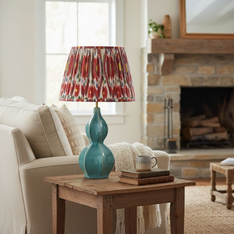 Cresenda Bohemian Fabric Ceramic Gourd Table Lamp