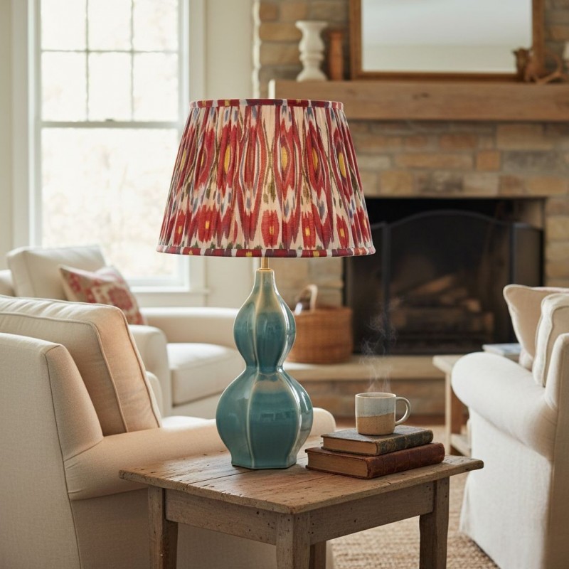 Cresenda Bohemian Fabric Ceramic Gourd Table Lamp