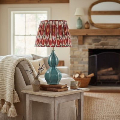 Cresenda Bohemian Fabric Ceramic Gourd Table Lamp