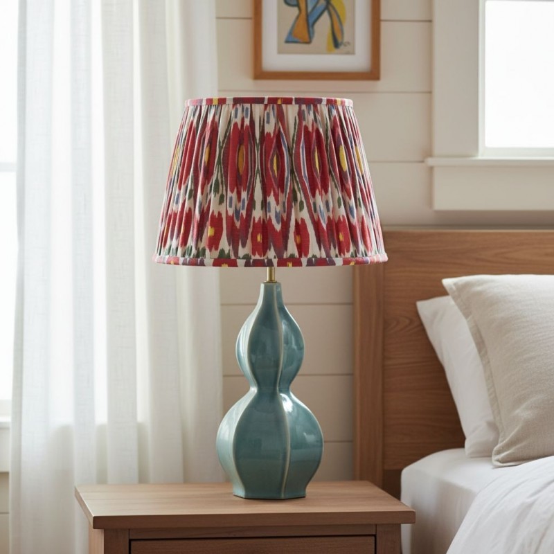 Cresenda Bohemian Fabric Ceramic Gourd Table Lamp