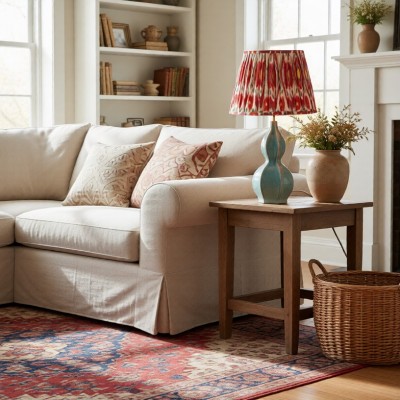 Cresenda Bohemian Fabric Ceramic Gourd Table Lamp