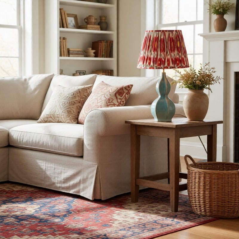 Cresenda Bohemian Fabric Ceramic Gourd Table Lamp