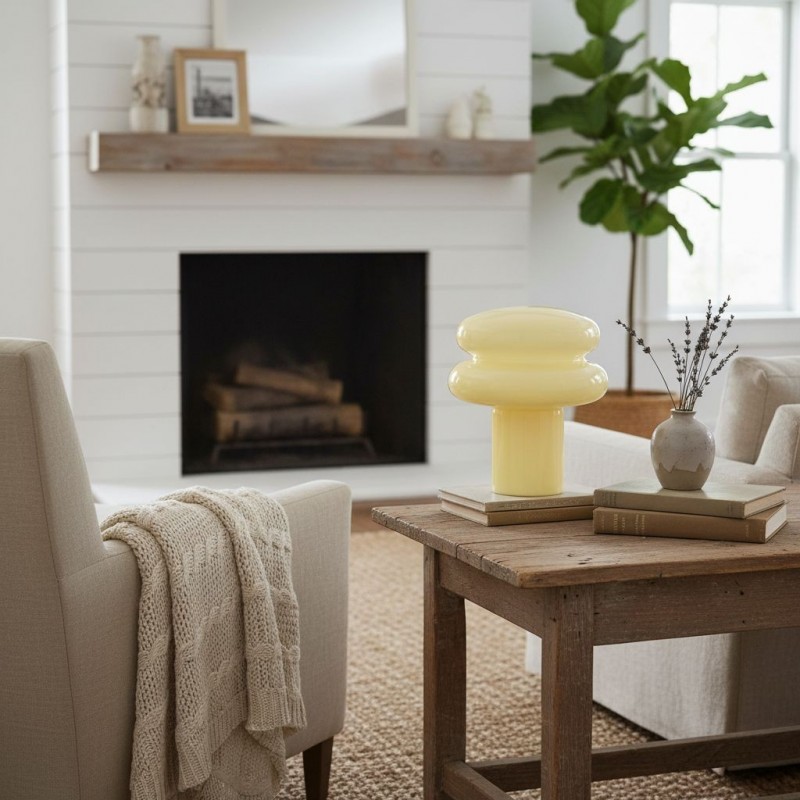 Nymeros Scandinavian Glass Mushroom Table Lamp