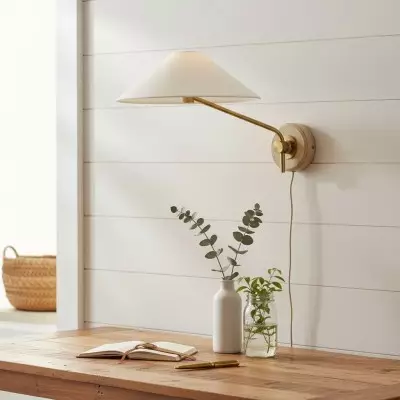 Ulyxor Ash Wood Base Ivory Paper Shade Wall Sconce