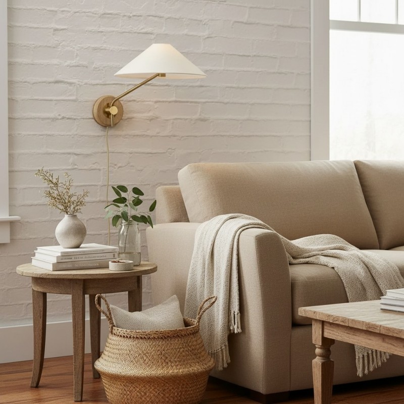 Ulyxor Ash Wood Base Ivory Paper Shade Wall Sconce