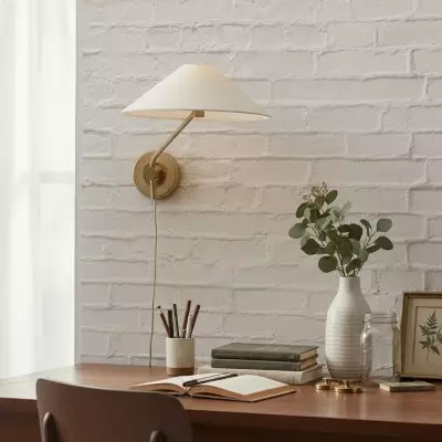 Ulyxor Ash Wood Base Ivory Paper Shade Wall Sconce