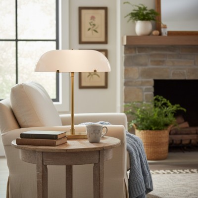 Lunaris Vintage Milk Glass Boat Table Lamp