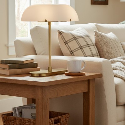 Lunaris Vintage Milk Glass Boat Table Lamp