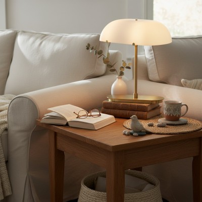 Lunaris Vintage Milk Glass Boat Table Lamp