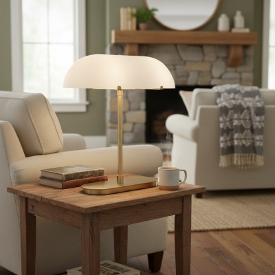 Lunaris Vintage Milk Glass Boat Table Lamp