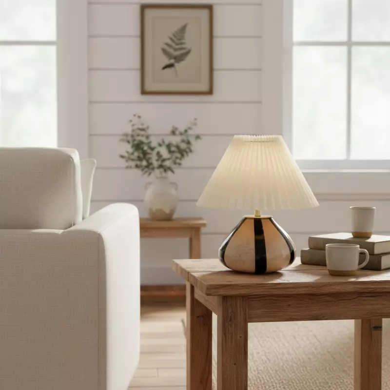 Solivian Vintage Pleated Cavolo Glass Table Lamp